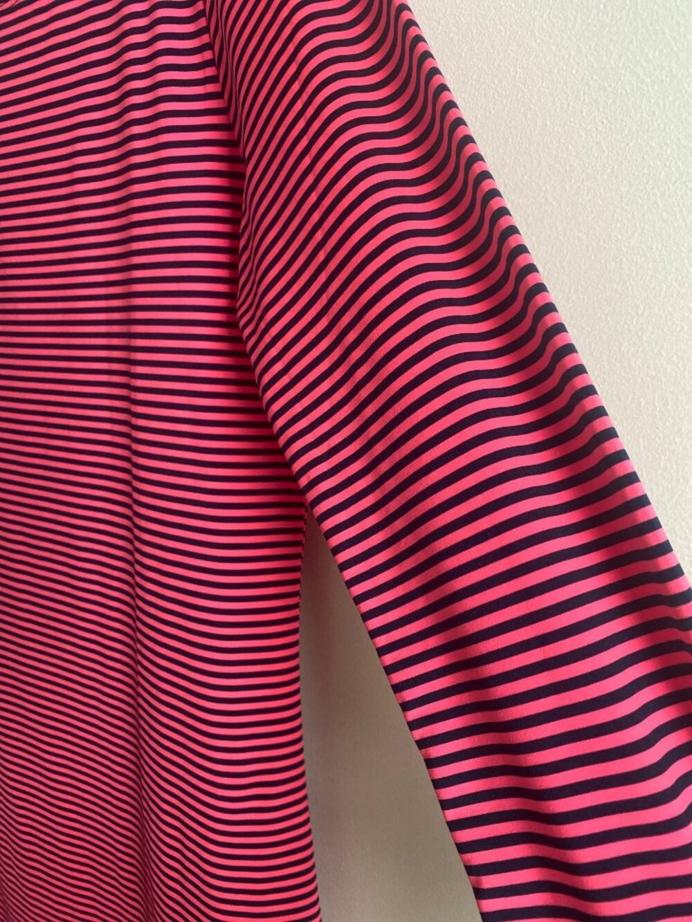 Vineyard Vines Sankaty Striped 3/4 Sleeve Dress Pink & Navy Polyester Blend M - Picture 2 of 6